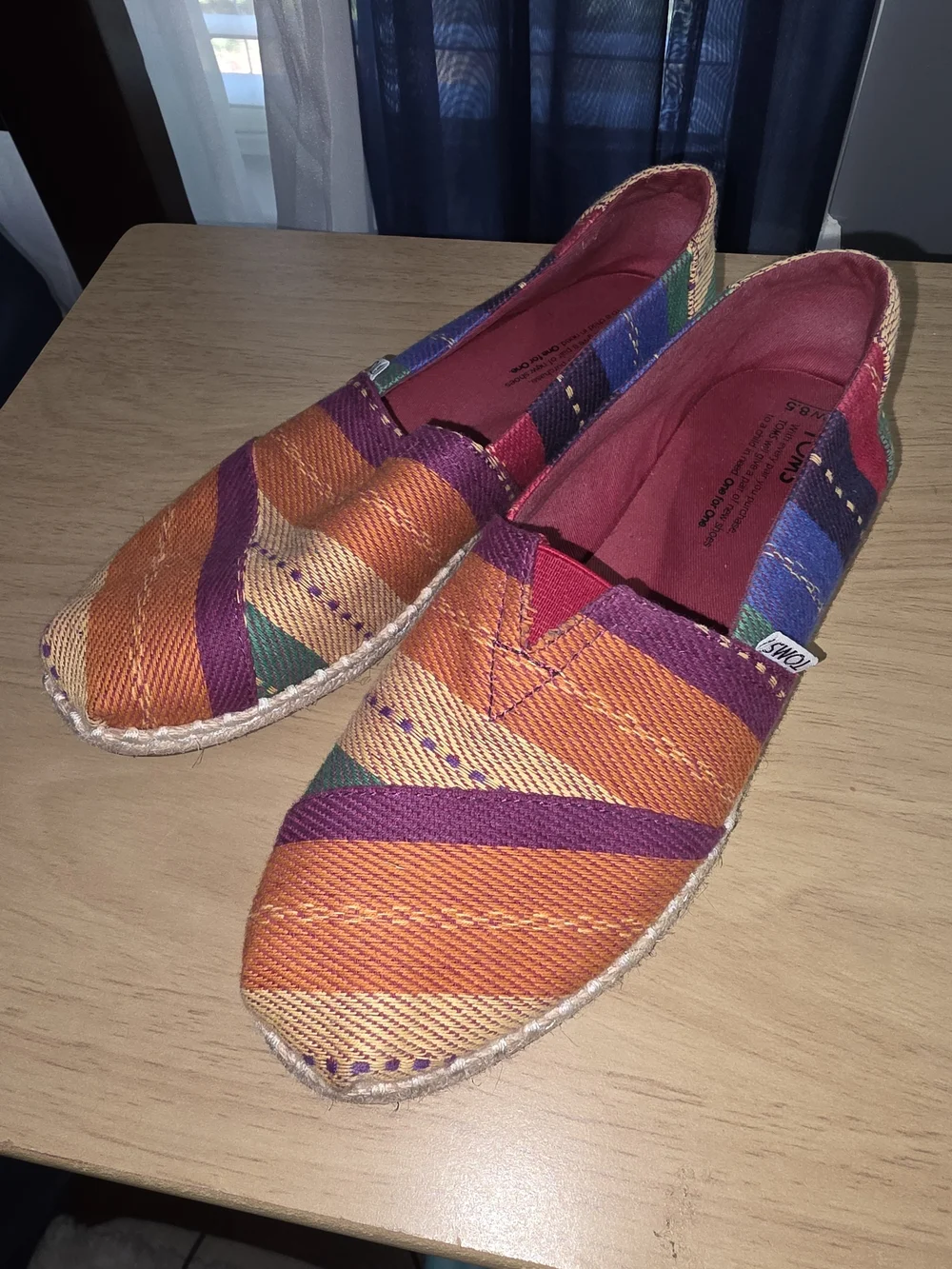 Toms Orange, Purple & Green Striped Women’s Espadrilles
